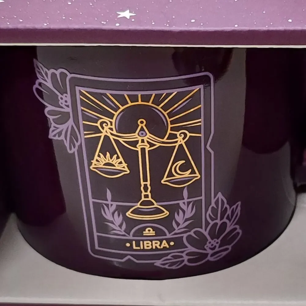 Purple & Gold Libra Zodiac 18oz Mug New With Gift Box